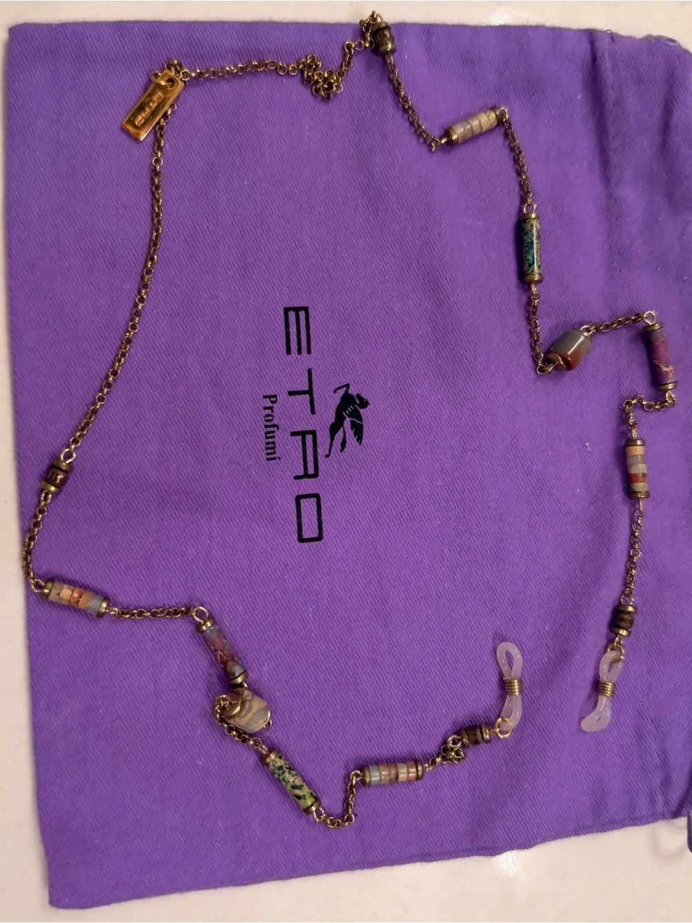 Etro Gold-Tone Eyewear Chain with Multicolor Beads